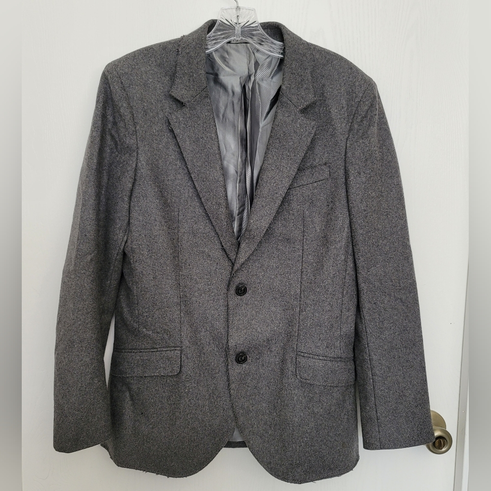 A/X Armani Exchange Mens Two Button Blazer Gray Lined Notch Collar Pockets S